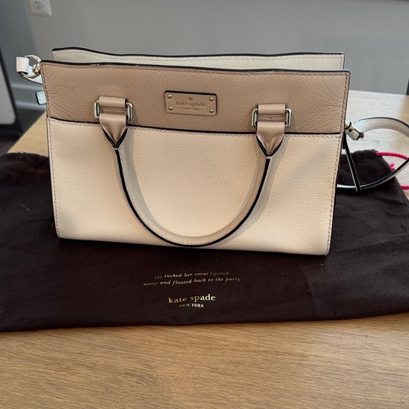 Kate Spade Tan and Cream medium satchel Purse - Picture 1 of 5